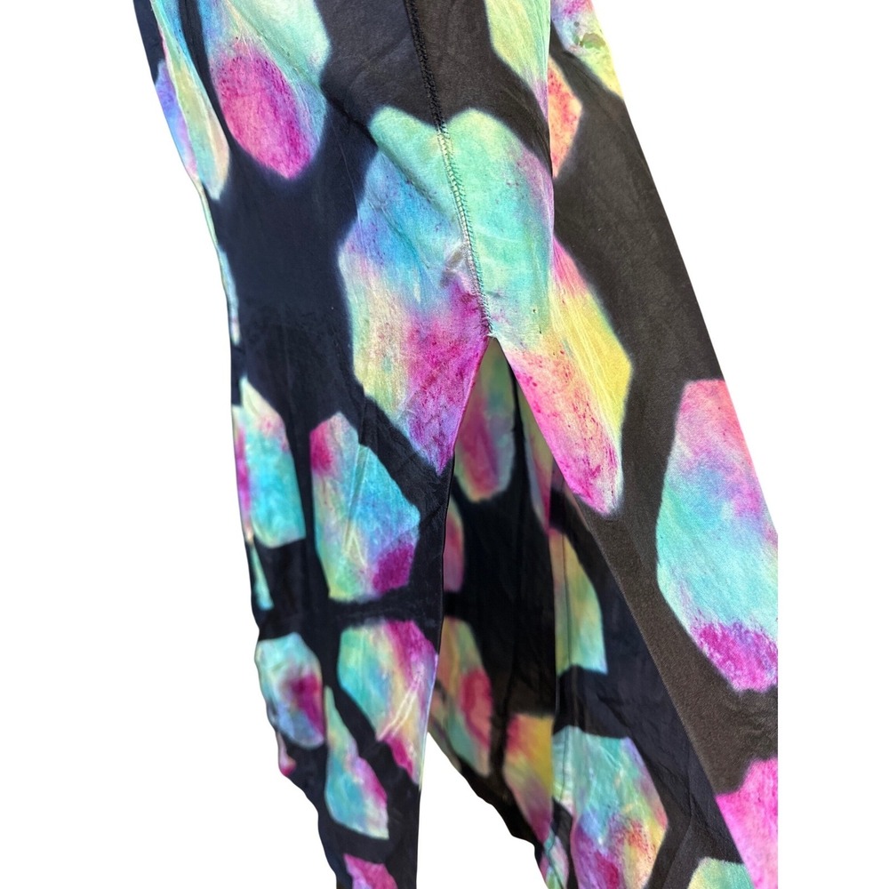 vintage norblack norwhite silk open back maxi dress abstract multicolor size m - Picture 7 of 8
